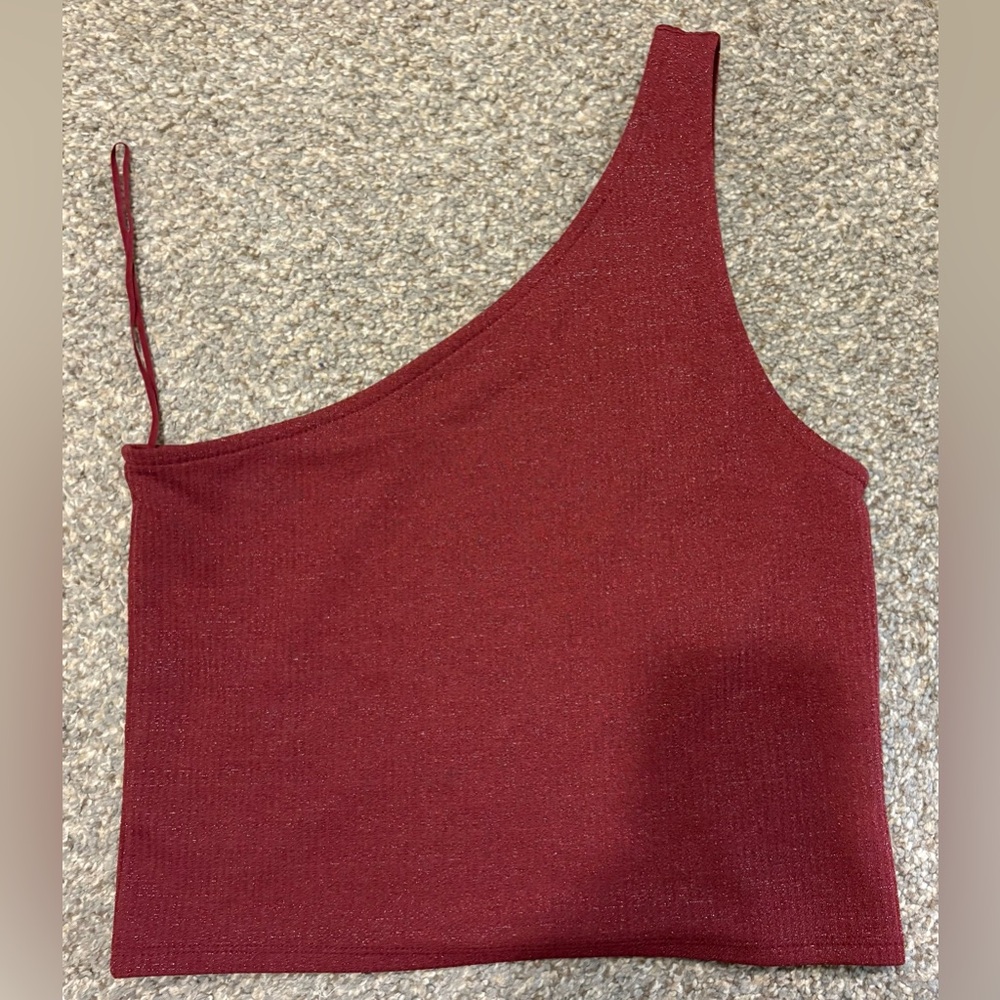 American Eagle Outfitters Maroon One-Shoulder Top